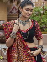 Black Viscose Rayon Readymade Navratri Lehenga Choli